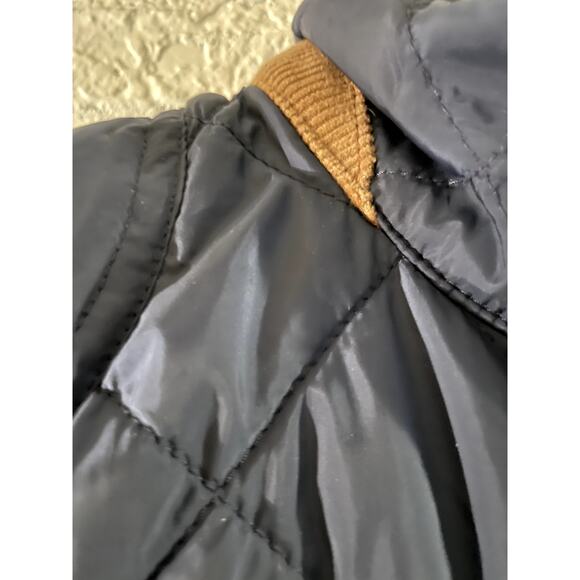 Ralph Lauren Sport Quilted Jacket Women’s M Navy Crest Patch Snap Corduroy Cuffs - Picture 6 of 12
